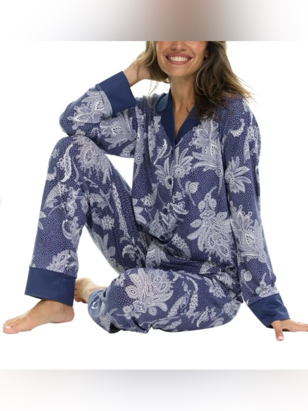 Flora Nikrooz Women's Long-Sleeve Button Pajama Set  NWOT Size XL
